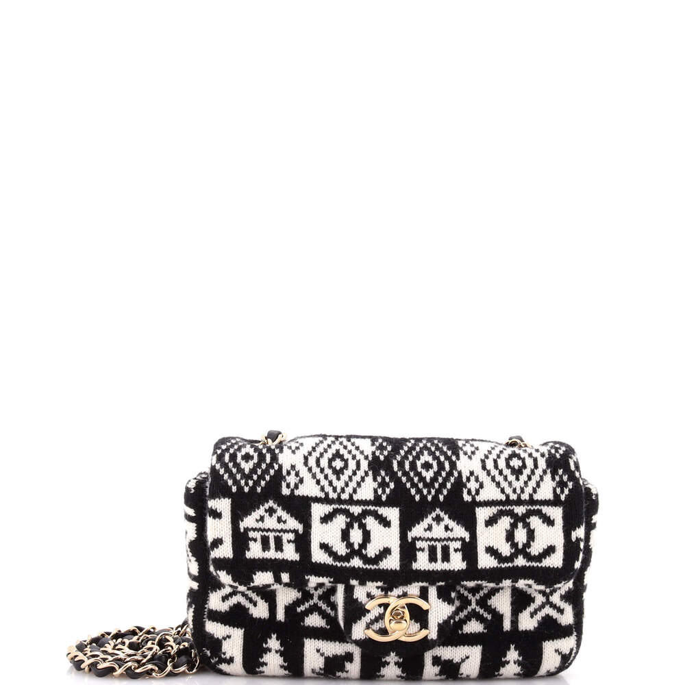 Chanel Mini Coco Neige Flap Bag Cashmere Knit
